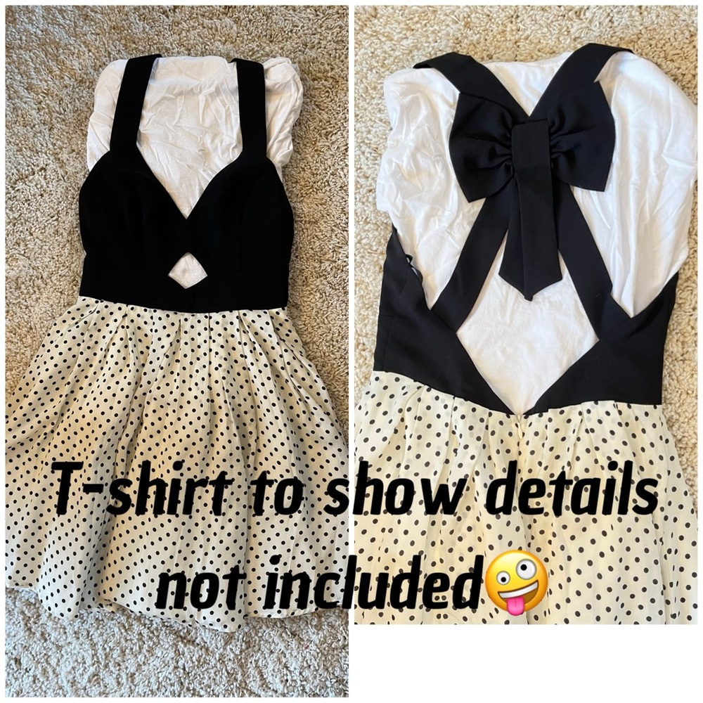 NWT Ark & Co Bow Back Cut outs Polka Dot Halter Dress Small